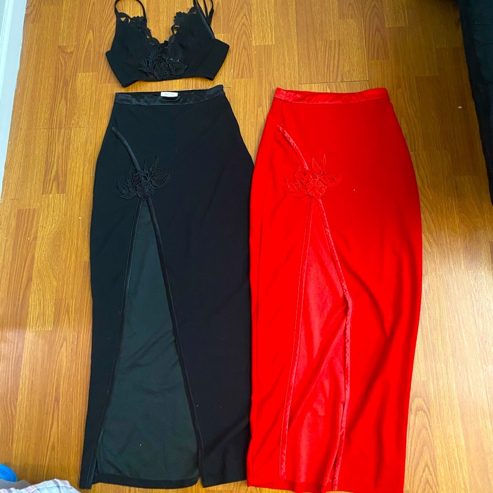 Cute slit skirts and matching top